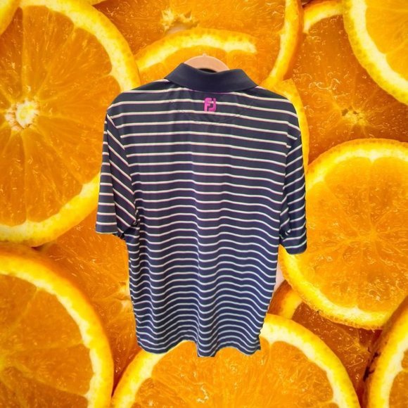 FOOT Joy Blue, Pink and Green Striped Polo Size Medium - Picture 4 of 5